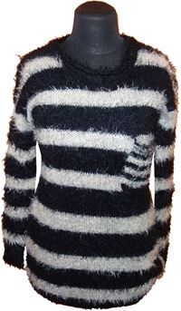 Dámský hnědo-černý chlupatý svetr 