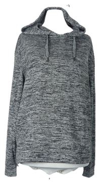 Dámský šedý melírovaný lehký svetr s kapucí zn. Avenue 