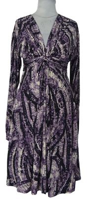 Dámské fialové vzorované šaty 