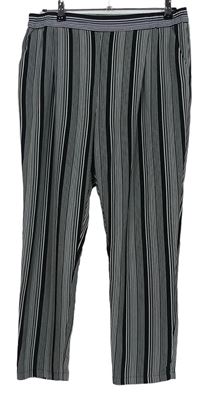 Dámské černo-bílé proužkované volné kalhoty zn. Primark 