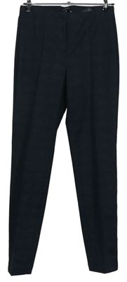Dámské tmavomodré vzorované elastické kalhoty s puky zn. Comma 