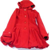 Červený pod/zimní kabátek s kapucí 