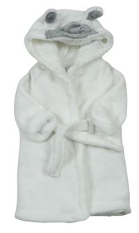 Bílý chlupatý zateplený župan s kapucí - medvídek zn. F&F