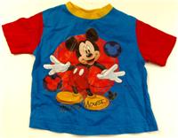 Modro-červené pyžamové tričko s Mickey Mousem zn. Disney