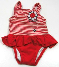 Červené pruhované plavky s kytičkou zn.Mini mode