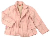 Růžové kostkované vlněné jarní sako zn. Elle
