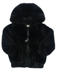 Černá chlupatá propínací zateplená bunda s kapucí zn. F&F