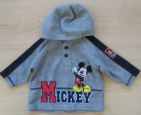 Šedá fleecová bundička s kapucí a Mickeym zn. Disney