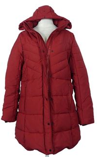 Dámský červený šusťákový zimní kabát s kapucí zn. Red Chilli