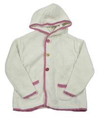 Bílo-růžový propínací svetr s kapucí zn. M&S