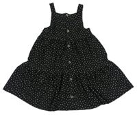 Černé puntíkované šaty s knoflíčky zn. Primark
