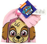 Nové - 2set - Světlerůžová pletená čepice  + rukavice - Tlapková patrola zn. Nickelodeon