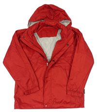 Červená šusťáková funkční bunda s kapucí zn. Etirel 