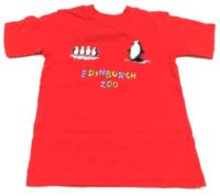 Červené tričko s tučňáky 