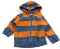Oranžovo-modrá pruhovaná fleecová bundička s kapucí zn. Next