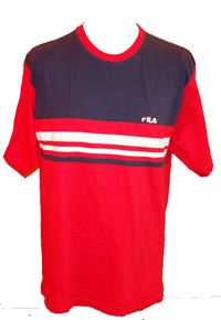 Pánské červeno-tmavomodré tričko s pruhy zn. Fila 