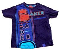 Tmavomodré tričko s potiskem zn. Baker