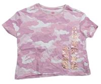 Růžovo-bílé army crop tričko s nápisem zn. F&F