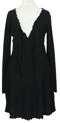 Dámské černé úpletové žebrované šaty zn. Topshop 