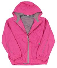 Neonově růžová šusťáková jarní bunda s potiskem a kapucí zn. Pocopiano