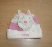 Smetanovo-fialová fleecová čepička s kočičkou