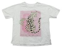 Bílo-růžové tričko s leopardem zn. Next