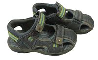 Šedo-limetkové koženkové sandály zn. F&F vel. 26