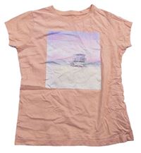 Broskvové tričko s mořem zn. Primark