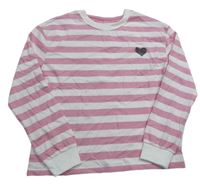 Bílo-růžové pruhované triko se srdíčkem zn. F&F