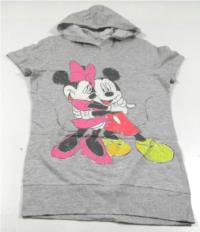 Šedá tunika s Mickey Mousem a Minnie a kapucí zn. Disney