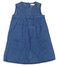 Modré lehké riflové šaty s krajkou zn. M&Co.