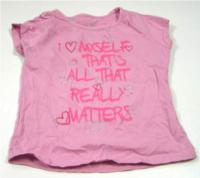 Růžové tričko s nápisem a srdíčky 