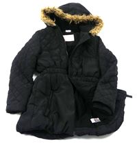 Černá šusťáková zimní bunda s kapucí s chlupem zn. George