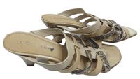 Dámské béžové koženkové páskové sandály na podpatku zn.  Comma vel. 38