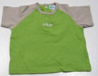 Béžovo-zelené tričko s nápisem