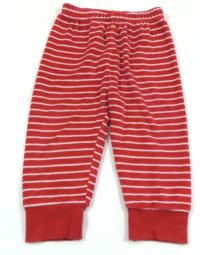 Červeno-bílé sametové pruhované kalhoty 