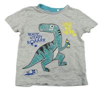 Šedé melírované tričko s dinosaurem zn. C&A