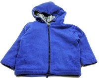 Modrá fleecová oteplená bundička s kapucí