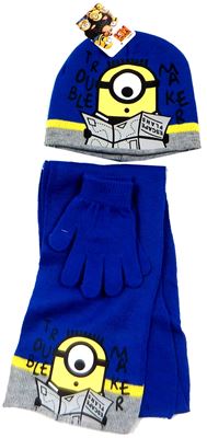 Nové - 3set - Modrá čepice + šála + rukavice s Mimoněm 