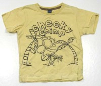 Žluto-hnědé tričko s opičkou a palmami zn. TU