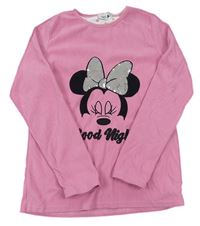 Růžová fleecová pyžamová mikina s Minnie zn. Disney