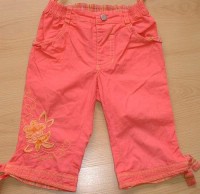 Růžové 7/8 plátěné kalhoty s kytičkami zn. Pampolina