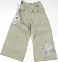 Béžové plátěné kalhoty s kytičkami zn.Cherokee