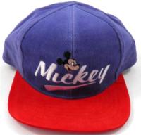Outlet - Modro-červená manžestrová kšiltovka s Mickeym 