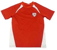 Červeno-bílé sportovní funkční tričko s nášivkou zn. Crane