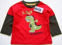 Outlet - Červeno-hnědé triko s T-rexem zn. Minoti