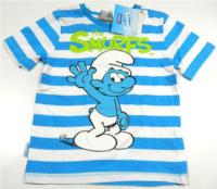 Outlet - Modro-bílé pruhované tričko se šmoulou