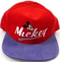Outlet - Červeno-modrá manžestrová kšiltovka s Mickeym 