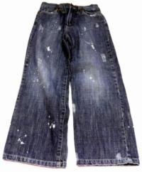 Tmavomodré riflové kalhoty s flíčky 