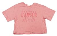 Růžové crop tričko s nápisem zn. Candy